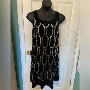 Like new Dressbarn black w/ silver sequin party sheath dress Sz 16W